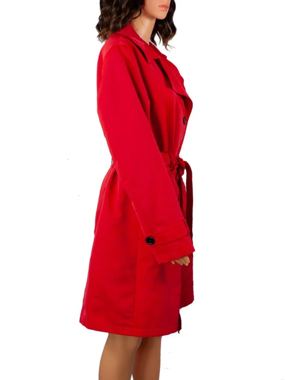 M&S UK 16 US 12 Red Trench Coat Belted Classic Jacket